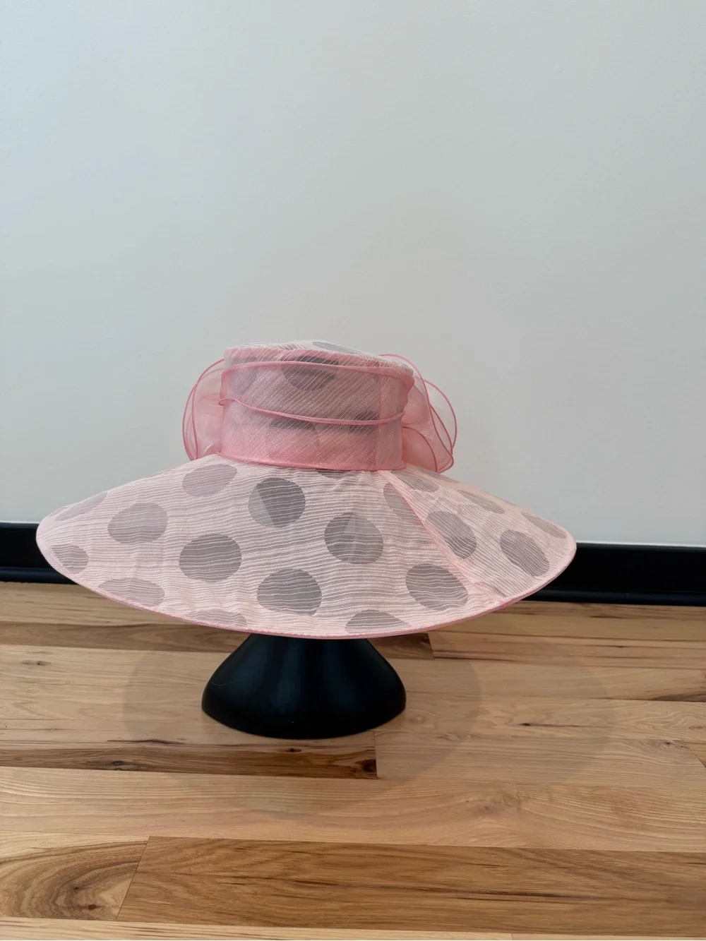 Something Special Pink Polka Dot Wide-Brim Derby Hat